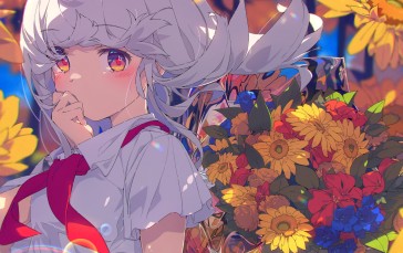 Anime Girls, Ogipote, Gray Hair, Schoolgirl Wallpaper
