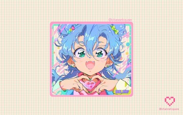 Anime Girls, Artwork, Blue Hair, Green Eyes, Love Wallpaper