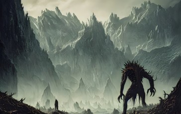 Horror, Creature, Mountains, RPG Wallpaper
