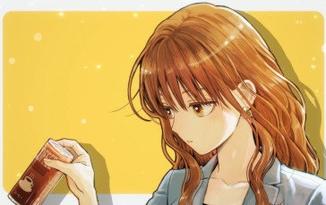 Anime, Fuyutsuki, Anime Girls, Minimalism, Simple Background, Coffee Wallpaper