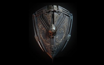 Shield, Simple Background, Black Background, Skull Wallpaper