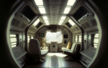 AI Art, Spaceship, Interior, Science Fiction Wallpaper