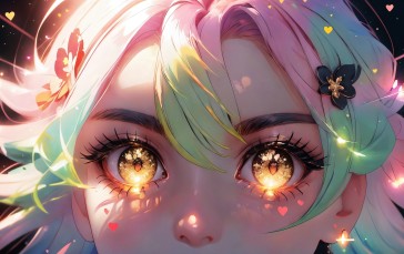 AI Art, Looking at Viewer, Anime Girls, Pink Hair, Shiny Hair, Digital Art Wallpaper