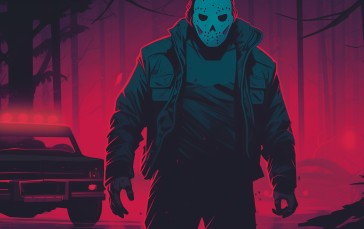 AI Art, Horror, Friday the 13th, Jason Voorhees, Mask Wallpaper