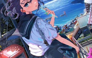 Anime Girls, Portrait Display, School Uniform, Schoolgirl Wallpaper