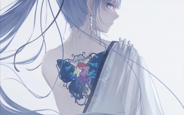 Anime, Anime Girls, Portrait Display, Tattoo, Simple Background Wallpaper