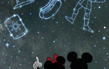 Mickey Mouse, Minnie Mouse, Stars, Sky, Hot Dogs Wallpaper