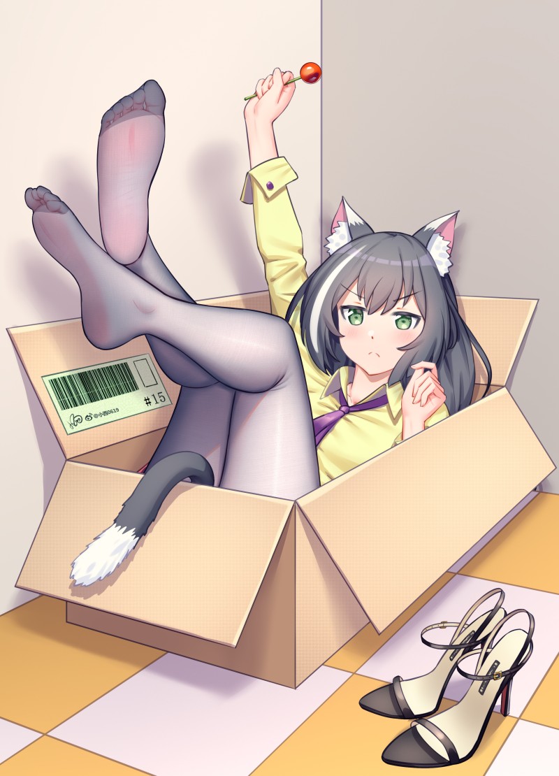 Cat Girl, Black Stockings, Portrait Display, Anime Girls Wallpaper