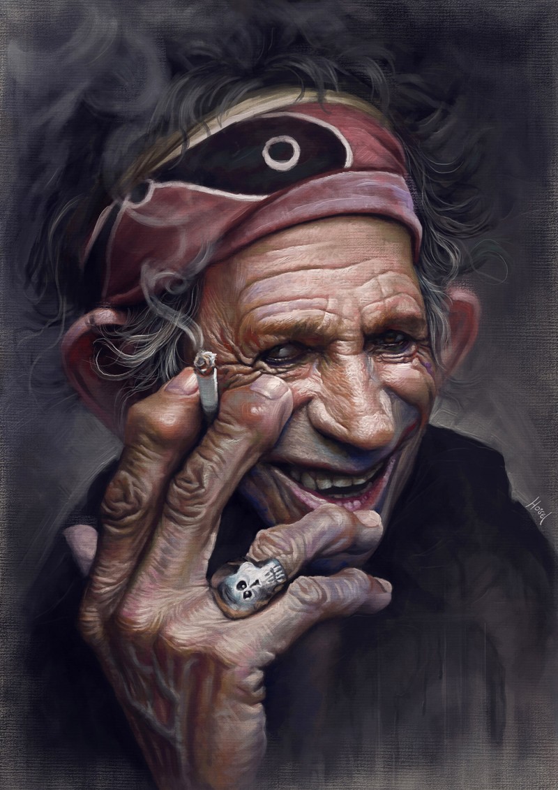 Keith Richards, Tiago Hoisel, Portrait, Smoking Wallpaper