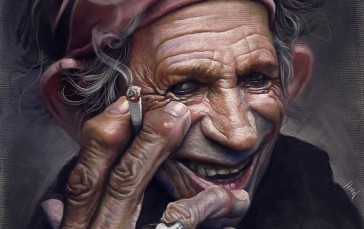 Keith Richards, Tiago Hoisel, Portrait, Smoking Wallpaper
