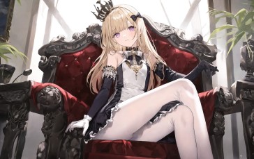 Anime Girls, Blonde, Princess, Crown Wallpaper