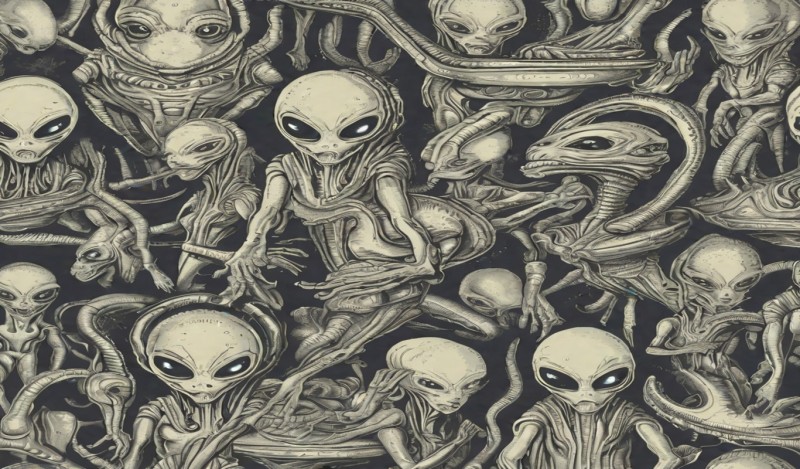 Aliens, Monochrome, AI Art Wallpaper