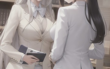 AI Art, Anime, Original Characters, Two Women, Long Hair Wallpaper