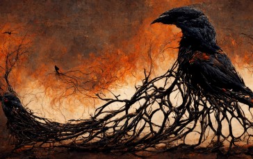 Raven, Abstract, AI Art, Birds Wallpaper