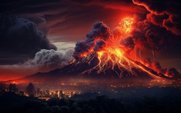 AI Art, Volcano, Eruptions, Lava, Nature, Smoke Wallpaper