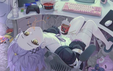 Anime, Anime Girls, Sitting, Ramen Wallpaper