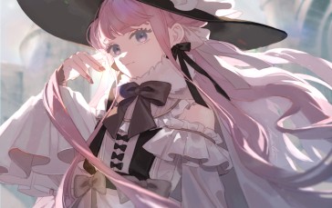 Anime, Anime Girls, Long Hair, Witch Hat, Pink Hair, Bow Tie Wallpaper