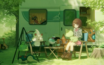 Anime, Anime Girls, Artwork, Sitting, Car Wallpaper