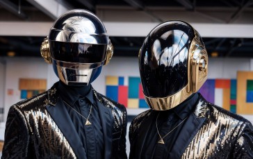 AI Art, Daft Punk, Helmet, Digital Art, Reflection, Suits Wallpaper