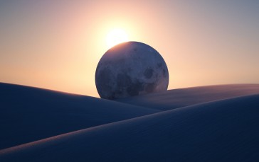 Moon, Sun, Simple Background, Minimalism Wallpaper