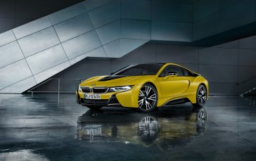 BMW, BMW I8, Car, Yellow Cars, Reflection Wallpaper