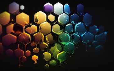 AI Art, Hexagon, Colorful, Minimalism Wallpaper