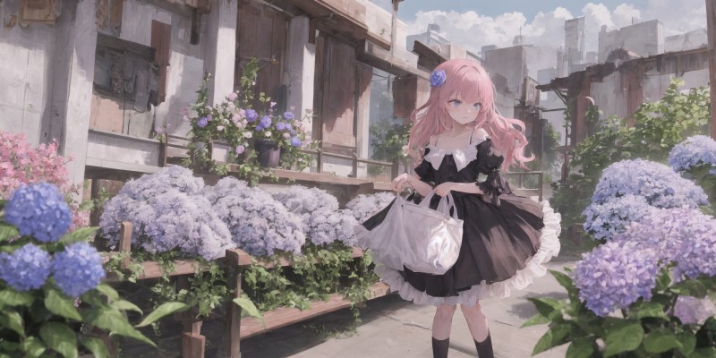 AI Art, Anime Girls, Pink Hair, Maid, Maid Outfit Wallpaper