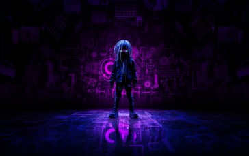 AI Art, Cyberpunk, Kid (Character), Neon, Digital Art Wallpaper