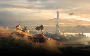 Tower, Video Game Art, The Elder Scrolls, Sky, Loading Screen, Clouds Wallpaper