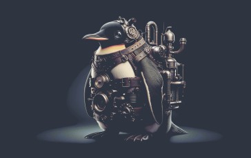 Linux, Penguins, Dieselpunk, Digital Art Wallpaper