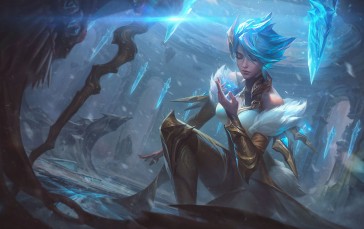 Chace, Drawing, Irelia (League of Legends), Blue Hair, Ice Wallpaper