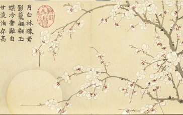 Plum Blossom, Artwork, Kanji, Simple Background Wallpaper