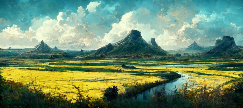 Landscape, AI Art, Nature, Sky, Rocks Wallpaper