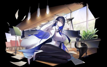 Pixiv, Anime Girls, Nanagami Rin (Blue Archive), Looking at Viewer, Anime, Musical Instrument Wallpaper