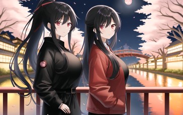 Anime, Anime Girls, Two Women, Original Characters, Artwork, Digital Art Wallpaper