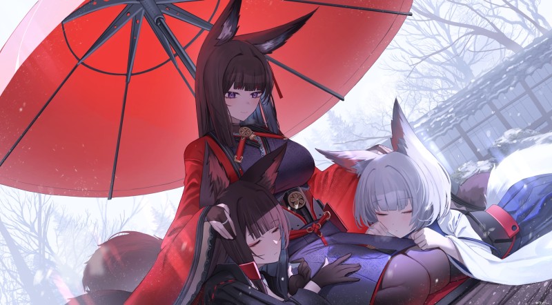 Anime, Anime Girls, Umbrella, Fox Girl, Fox Ears Wallpaper