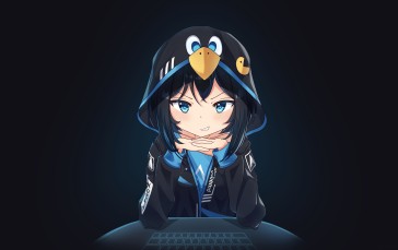 Arch Linux, Linux, Anime Girls, Minimalism, Simple Background, Hoods Wallpaper