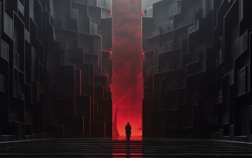 AI Art, Digital Art, Red, Standing Wallpaper