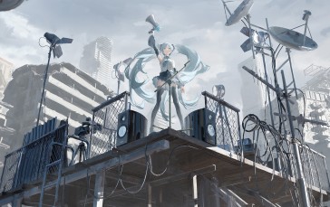 Hatsune Miku, Vocaloid, Megaphones, Anime Girls Wallpaper