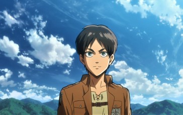 Shingeki No Kyojin, Eren Jeager, Sky, Clouds, Mountains Wallpaper