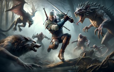 AI Art, Digital Art, Video Games, Creature, The Witcher 3: Wild Hunt Wallpaper