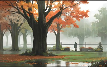 Rain, Melancholic, Blurry Background, Nature Wallpaper