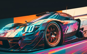 AI Art, Japanese Cars, Supercars, Iridescent Wallpaper