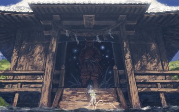 Taiyaki, Artwork, Sky, Temple, Samurai, Katana Wallpaper