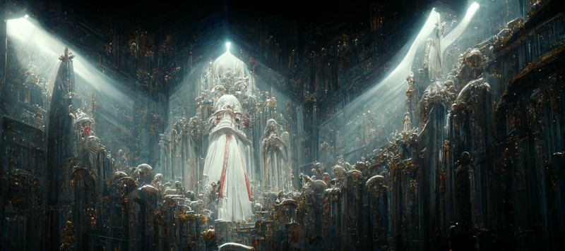 Cathedral, Gothic, Worship, Dark, AI Art Wallpaper