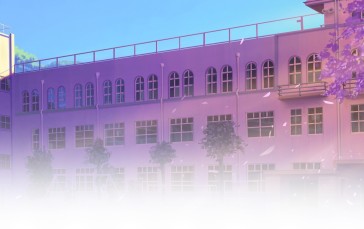 Cherry Trees, Anime, Ultrawide, School, Building, Sunlight Wallpaper