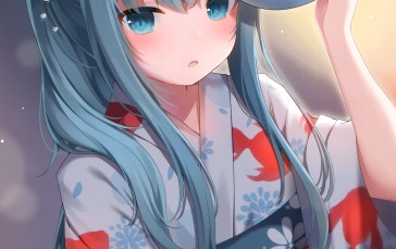 Anime Girls, Kimono, Mask, Blushing, Cat Ears, Cat Tail Wallpaper