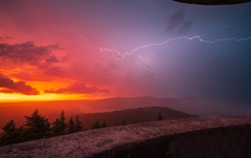 Lightning, Storm, Photography, Sunrise, Sunset Glow Wallpaper