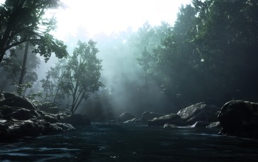 Red Dead Redemption 2, Mist, River, Nature, Forest, Video Game Art Wallpaper