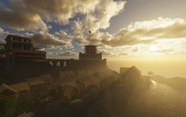 Minecraft, Building, Video Games, Shaders, Sun Rays Wallpaper